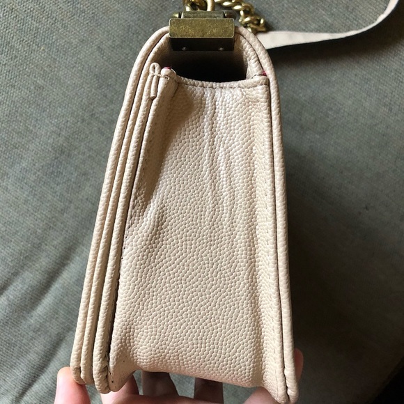 Cream Quilted Crossbody Chain Shoulder Bag Purse - Picture 9 of 13